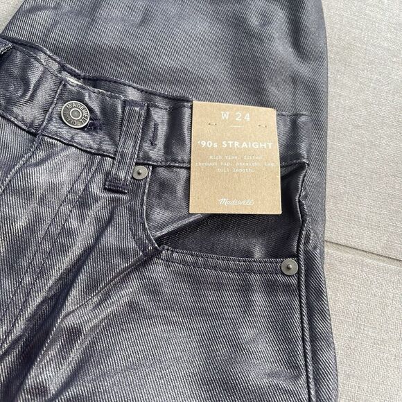 MADEWELL The '90s Straight Jean Size 24 Midnight Blue Foil NWT Rocker Band Retro - Picture 6 of 13